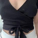 Francesca's Cropped Black Wrap Top Photo 2