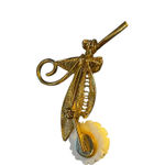 Vintage White Flower Filigree Leaf Brooch Pin Gold Tone Matching Earrings Set Photo 1