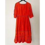 Hunter Bell  Rowe‎ Dress Crochet Lace Linen Blend Midi Puff Sleeve Square Neck Photo 6
