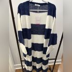 Beginning Boutique NWT  Thaddeus Blue And White Striped Knit Cardigan Photo 2