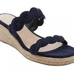 Stuart Weitzman  Twistie Flat Sandals Open Toe Wedge Heels Women's 7 Navy NWOB Photo 0