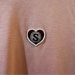 Sandro T-Shirt Women's Small Short Sleeve Shirt Crew Neck Logo Tricot Pink Photo 3