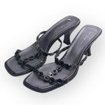 Bandolino new 𒀭 T Strap Kitten Heels Mules Sandals 𒀭 Black Leather 𒀭 10M 𒀭 SJP Photo 6