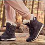 Sorel | Womens Whitney II Short Lace Faux Fur Snow Boots Black | Size 10.5 Photo 0