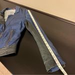 Doma Leather OOAK reworked moto Jacket, blu with animal print and back graphic S Black Photo 4