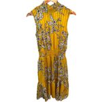 Nanette Lepore Floral Yellow Sleeveless Mock Neck Pleated Fit & Flare Dress 6 Photo 1
