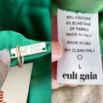 Cult Gaia  Dress Dehlila Satin Silky Slinky Backless Adjustable Tie Fern L NWT Photo 3