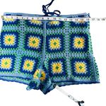 ZARA Crochet High Waisted Patchwork Boho. Shorts Bermuda Blue Sz Small Photo 6