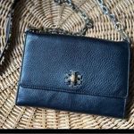 Tory Burch  Black Leather Crossbody Bag with Silver Hardware Photo 0