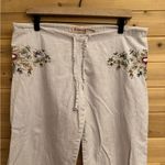 Bongo Y2K Medium Embroidered Linen Blend Low Rise Wide Leg Lightweight Pants Photo 5