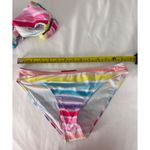Jordan Emme  Tie-Front Bikini Set‎ Pastel Rainbow Striped Swimsuit Size S Photo 4