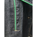 Venezia Denim Trench Coat Belted Green‎ Stitching Dark Wash Dress Size L Blue Size L Photo 5