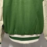 superdown New Faux Leather Sleeves Varsity Jacket Kai Green Ivory Size XL Photo 13