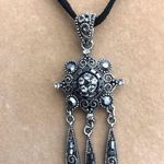 Vintage smokey grey gunmetal rhinestone pendant ( new) Photo 0