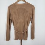 Pendleton  Ribbed Knit Cardigan Belted Long Sleeve V Neck Tan Silk Cotton Blend Photo 8