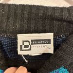 Vintage blue and purple floral tunic, sweater, women’s size large! Black Photo 1