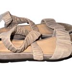 Eileen Fisher Dylan Metallic Suede Wedge Sandals Cross Strap Comfort Bronze Sz 6 Photo 4