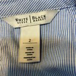 White House | Black Market Top Womens 2 Blue Pinstripe Cold Shoulder 3/4 Sleeve Photo 6