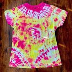 Fruit of the Loom  Hand Dyed Pink Yellow Tie Dye Unisex T-Shirt Top Unisex Small Photo 0