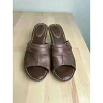 White Mountain  Comfort Slip on Sandals Brown Size 8M Clog Style Leather Photo 3