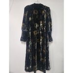 Free People  Hazel Duster Velvet Coat Floral Print Black Gold Brown Lined  L,  H Photo 7
