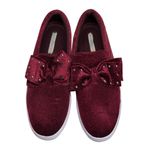 Isaac Mizrahi  Sparkling velvet Burgundy Loafers bow 8.5 glitter casual party Photo 1