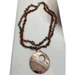 Mother of Pearl and coral double layer statement necklace Pink Photo 6