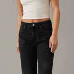 American Eagle Distressed Black Straight Leg Jeans Women's 2 Long Grunge Y2K Photo 0