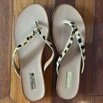 ALDO NEW Animal Print Thong Sandals Flip Flops 8.5 Brown Resortwear Beach Cruise Photo 0