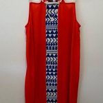 THML Bright Embroidered Resort Dress Women’s size Medium orange and blue strappy Photo 0
