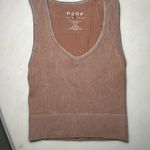 Poof! Poof Women's Washed Pink Taupe Ribbed Tank Top S/M V Neck Photo 0