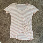 Halogen 🌺  pink and white striped knot tee Photo 0