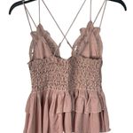 Free People Intimately Small Adella Cami Top Mauve Ruffled Crochet Lace Smocked Photo 3