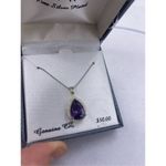 CITY ROX Cubic Zirconia Teardrop Halo Pendant Necklace purple stone Purple Photo 1