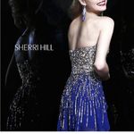 Sherri Hill  Style 8443 Sequin Cobalt Royal Blue Short Strapless Prom‎ Dress 0 Photo 3