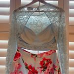 Bee Darlin  Floral Skirt Blue Lace Top Two Piece Prom Bridesmaids Dress size 7/8 Photo 4