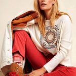 Anthropologie gratitude graphic thermal long sleeve oversized tee size small Photo 1