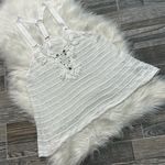 Free People  White Racerback Tank Top With Beaded Detail Photo 0