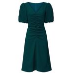 Black Halo  Dark Green Remus Ruched Puff Sleeve Crepe Dress Size 12 Photo 1