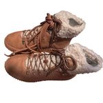 LISA VICKY Tireless V Lace Up Suede Sherpa Booties, Size US Womens 11 New in Box Photo 1