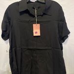 Quince Women’s Short Sleeve Button Up Black SILK Short Size Small Photo 0