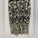 Bebe Black Gold 3D Embroidered Floral Lace Appliqué Midi Slip Dress size 2 Photo 13