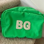 Stoney Clover Lane Stoney Clover "Avocado" Kelly Green Gold Zip BG Pearl Monogram Large Pouch Photo 0