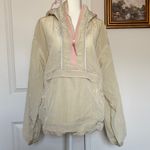 Fabletics Shimmer Hiking Jacket cream windbreaker with Pink Accents raincoat Photo 1
