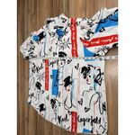 Karl Lagerfeld  Paris Graphic Tunic Blouse Oversized Button Down M-L Photo 5