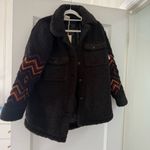 Driftwood  Sheeba Sherpa Jacket In Black Aztec Embroidery Size Medium NWT Photo 1