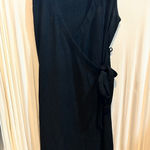 ExOfficio‎ Black Wrap Dress Sleeveless Textured Rayon Blend Casual Midi Dress Size M Photo 0