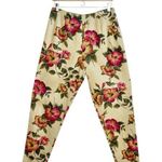 EXPRESS VTG Women's Beige/Red Floral High Rise Straight Leg Linen Blend Pants Photo 0