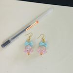 Floral Beaded Earrings with Bows Pink Photo 1