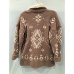 Knox Rose Cardigan Small Fuzzy Tribal Aztec Print Open Front Cream Tan Soft Photo 2